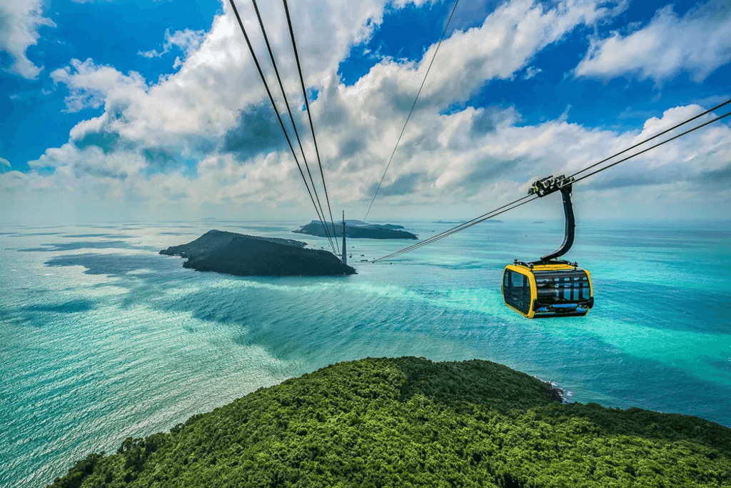 Admire the vast sea and island on the Guiness-record-breaking cable car ride