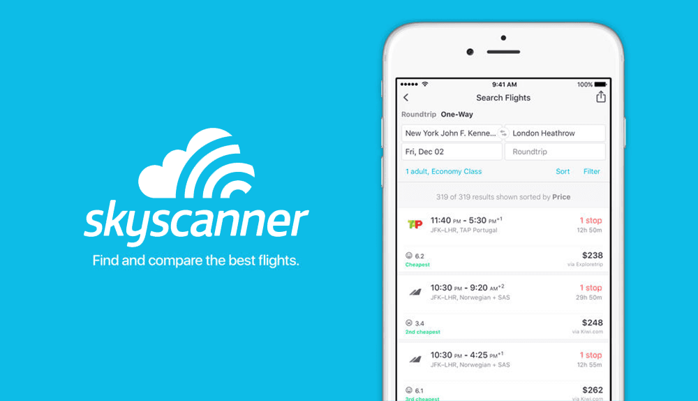 Skyscanner là một trong những app đặt vé máy bay tốt nhất được người dùng Việt Nam yêu thích.
