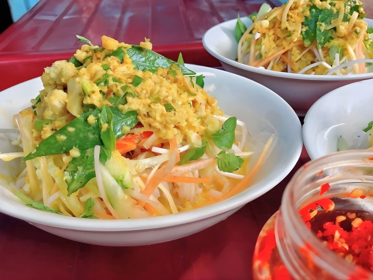 Thành phẩm tô bún kèn Phú Quốc hấp dẫn, thơm ngon.